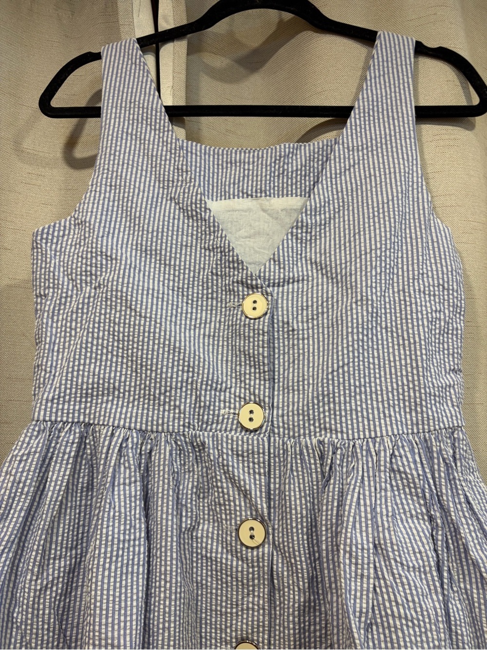 Blue Rain Seersucker Sleeveless Dress - Picture 6 of 7